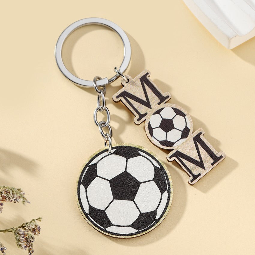 Wholesale Rugby Football Basketball Wooden Keychain